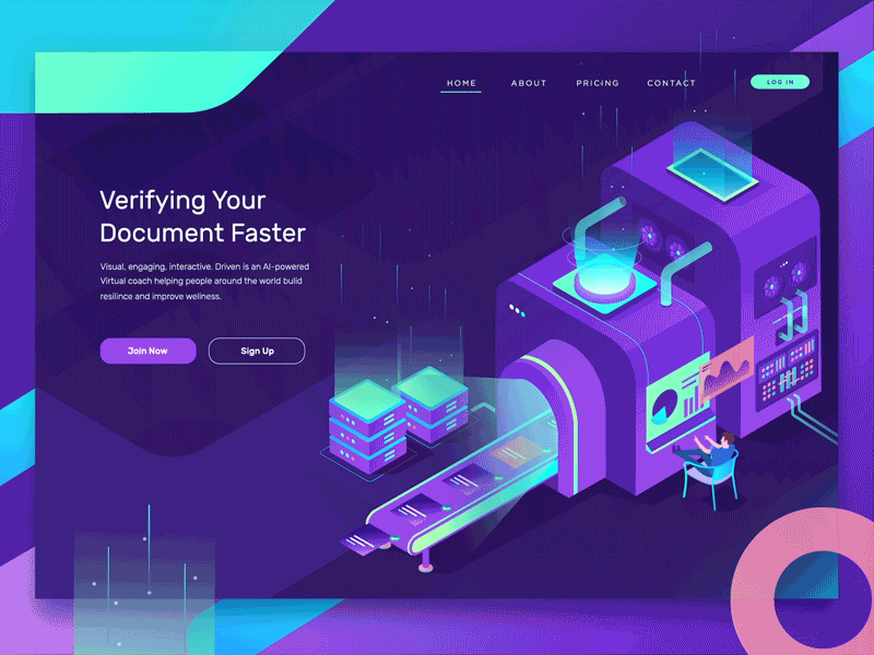 Document Verification Animation Header after effects animation gif header illustration isometric landing page motion graphics ui