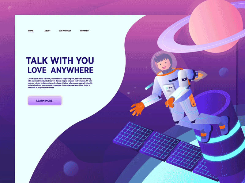 Space Animation Header Concept after effects animation astronout character gif header illustration landing page motion graphics space ui