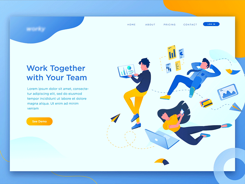 Work Together Animation Header after effects animation character gif header illustration landing page ui vector