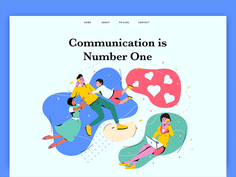 Communication Animation Header Concept after effects animation character gif header illustration landing page motion graphics ui vector