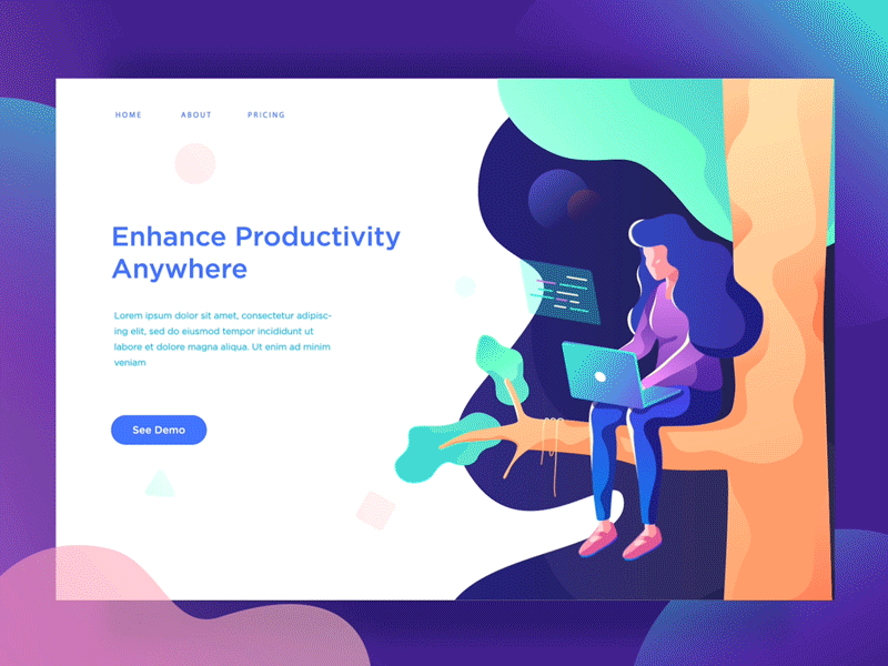 Enhance Productivity Animation Header 2d animation after effects animation character gif header illustration isometric landing page motion graphics ui vector