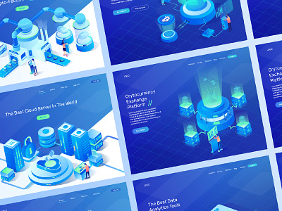 6 Isometric for Cryptocurrency , Analytic and Data Server analytic bank branding character cryptocurrency data server design header illustration isometric landing page server ui ux vector