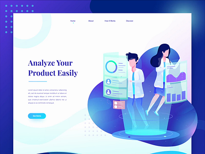Product Analyze Landing Page Animation after effects animation character design gif header illustration landing page motion graphics ui vector