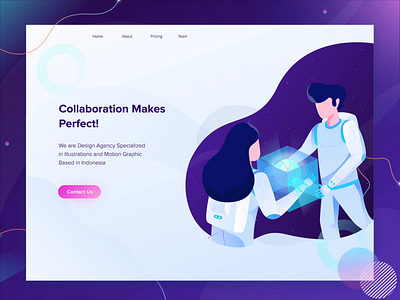 Website Header Animation 2d animation after effects animation character collaboration flat gif header illustration isometric landing page motion graphics planet space ui vector