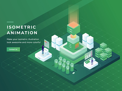 Isometric Header Animation 2d animation after effects animation cloud design gif header illustration isometric landing page motion graphics server space ui vector