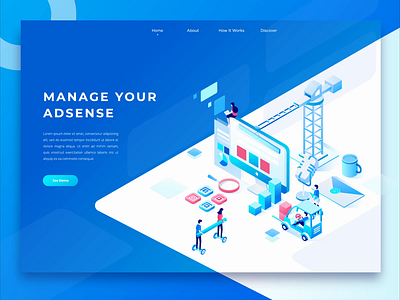 Digital Marketing Header Animation animation branding header illustration isometric landing page mobile motion graphics vector web design