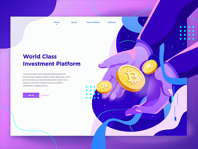 World Class Investment Platform - Animation Header 2d animation after effects animation bitcoin cryptocurrency flat header illustration landing page motion graphics ui vector