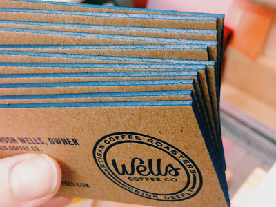 Wells Coffee Company Business Cards business cards client work edge painting letterpress