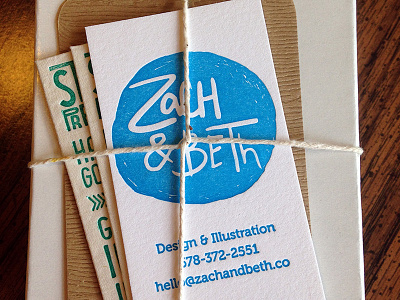 Zach & Beth Business Card Packaging business card letterpress package