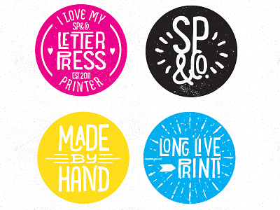 Buttons for Stubborn Press & Company badges buttons cmyk letterpress