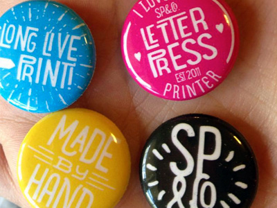 Stubborn Press & Company Pin Buttons badges buttons cmyk letterpress