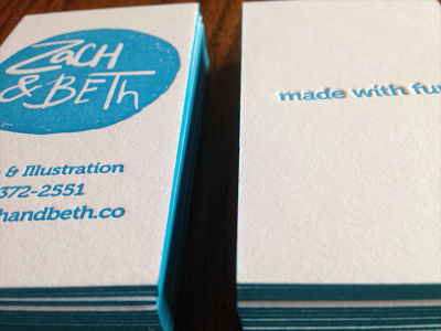 Zach & Beth Business Cards business cards client work edge painting letterpress