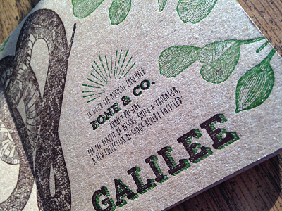 Galilee by Bone & Co. album art cd sleeve letterpress music