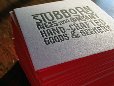Stubborn Press & Company Business Cards business cards edge painting letterpress neon personal work