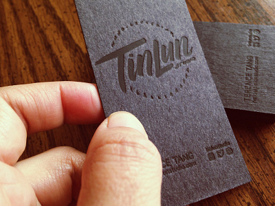 Tinlun Studios Business Cards black on black hot foil lettering letterpress