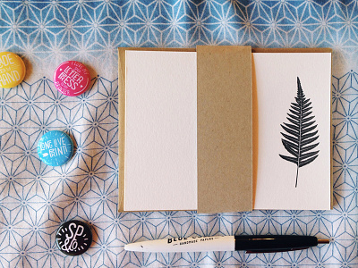 Fern Letterpress Note Cards black and white fern flat cards letterpress note cards notes