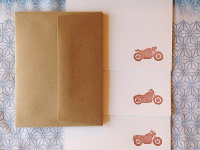 Classic Motorcycles Letterpress Note Cards classic vehicles letterpress motorcycles vroom