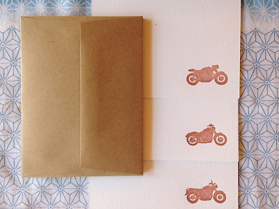 Classic Motorcycles Letterpress Note Cards
