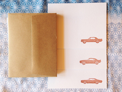 Classic Cars Letterpress Note Cards cars classic vehicles letterpress note cards stationery