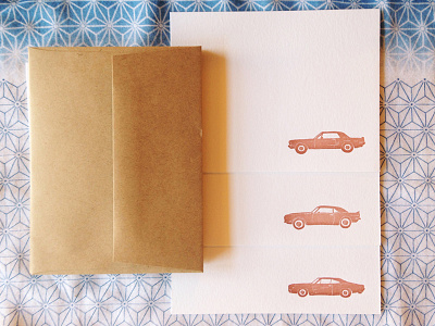 Classic Cars Letterpress Note Cards
