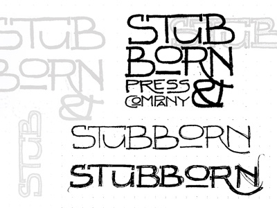 Stubborn Press & Co Rebranding hand drawn lettering letterpress logo
