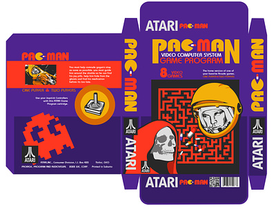 [ATARI] PAC-MAN Comrad Gagarin version arcade atari atari2600 box boxart cosmonaut gagarin graphic design illustration pac man pacman redesign space vector