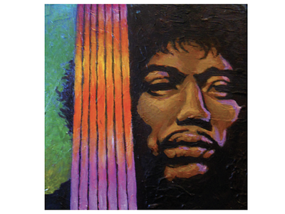 Traditional acrylic painting graphic style illustration jimi hendrix musician traditional