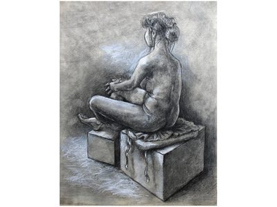 Traditional 3 charcoal life drawing mixed media pen ink sketch traditional