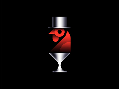 Vanity Cocktail Bar bar branding cock cocktail glass identity illustration logo red rooster top hat vector