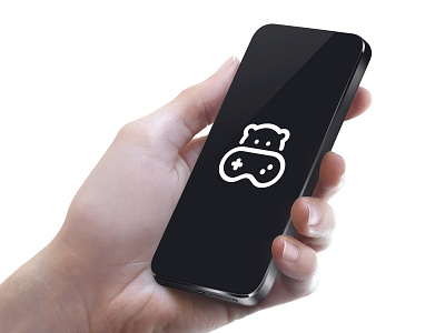 Hipponet Games branding controller games hippo logo mockup phone