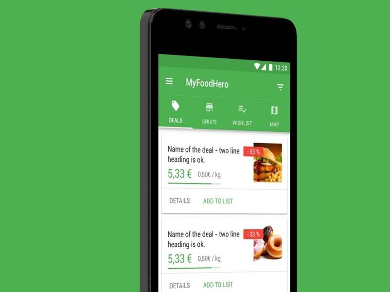 MyFoodHero App Design app food design material