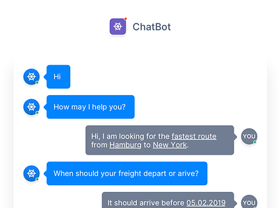 Simple Chatbot chatbot freight interface search ui