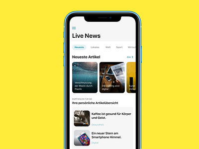 Live News App app ios iphone x news stream ui design