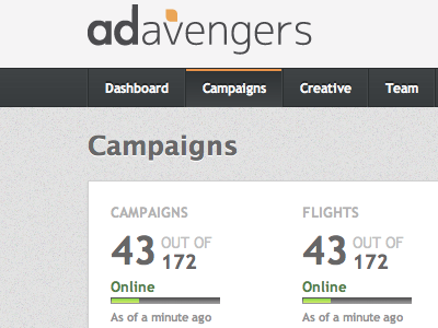 Campaigns Page advertising campaign statistics ui