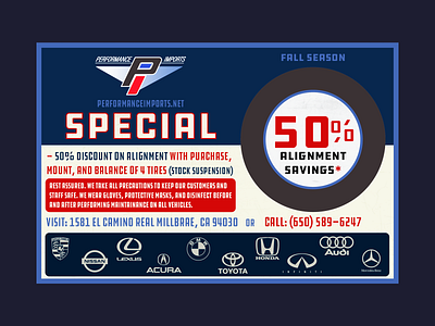 Performance Imports - Alignment Ad branding graphic design logo