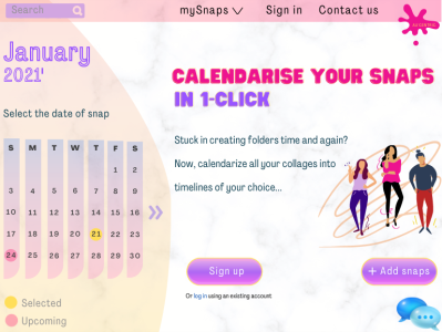Landing Page UI for calendarized snaps
