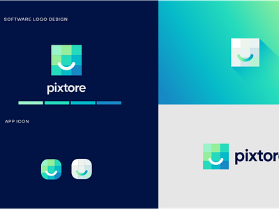 Pixtore Logo Design ( Logo for a Shopify App ) app branding design icon illustration logo software logo design ui ux vector
