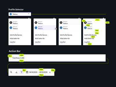 Profile Selection Dropdown & Menu Bar dropdown inspiration menu bar product profile selection web dashboard