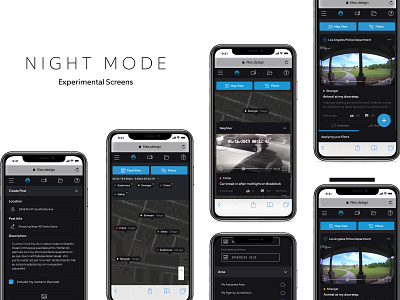 Night Mode Explorations. app clean concept dark mode design feed home interface map micah carroll product design view