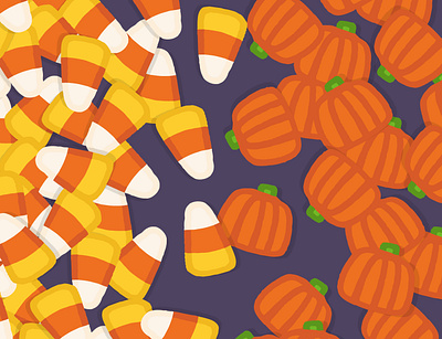 Candy Corn or Candy Pumpkins? design halloween illustration line art vector