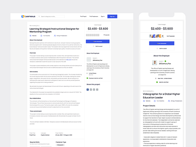 Learnexus - Project details design elearning freelance designer freelancer interface job landing learning mobile project dashboard project design project details responsive ui ux web