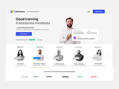 Learnexus - Talents design developer elearning facilitator figma freelancers interface job landing search social talent ux web