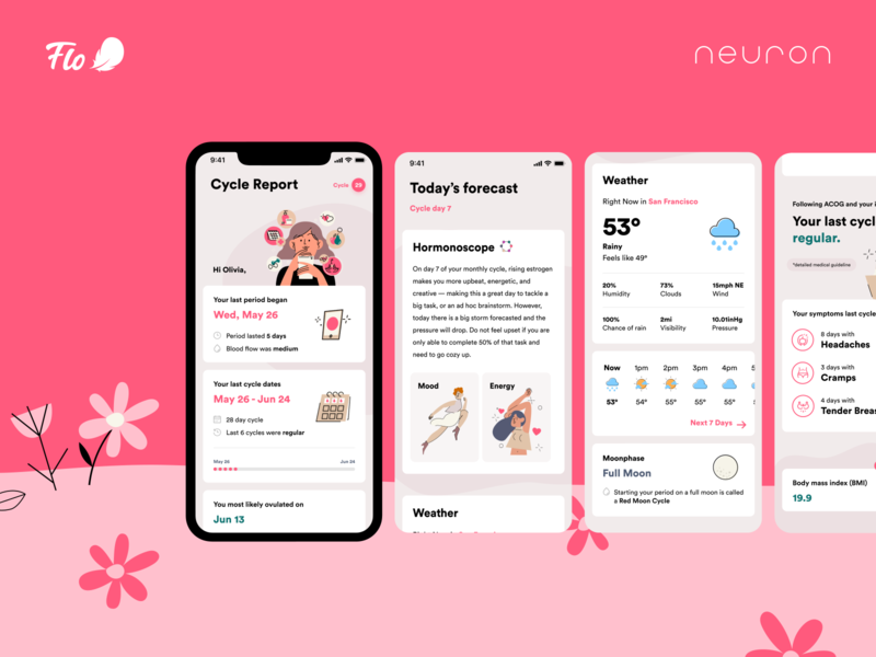 Flo - UX/UI Design app design flat illustration interface ios mobile neuron product design ui ux ux design