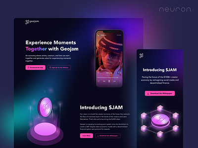 Geojam - UX/UI Design crypto dark design ethereal illustration interface marketing music neuron ui ux