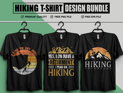 Hiking T-Shirt Designs custom t shirt design graphic design hiking hiking shirt hiking t shirt design illustration logo mountain t shirt design shirt t shirt design tshirt typography vector