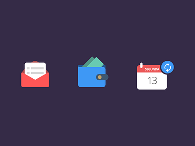 Flat Icons calendar cash email flat icon mail refresh set wallet