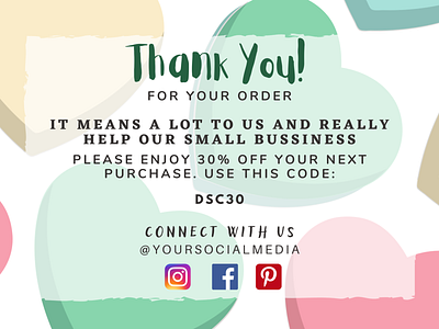 Thank you card love theme for customer to grow your bussiness bussiness card template thank you card canva template thank you card love theme thank you card solufree