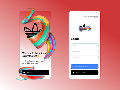 UI Challenge #001 • Sign Up account adidas app challenge create email ios log in originals sign in sign up ui ux