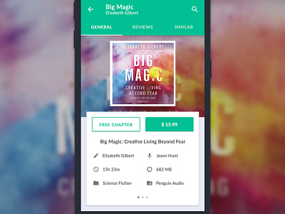 Concept app for audiobooks app audio big book buy design flat magic material ui ux