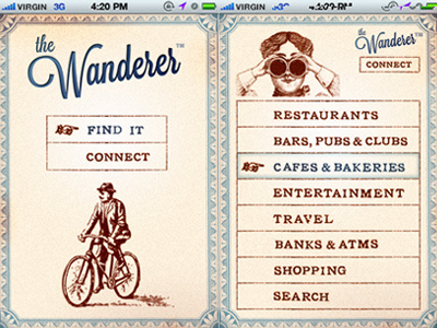 UI The Wanderer design graphic design interface interface design iphone mobile mobile design photoshop ui ux